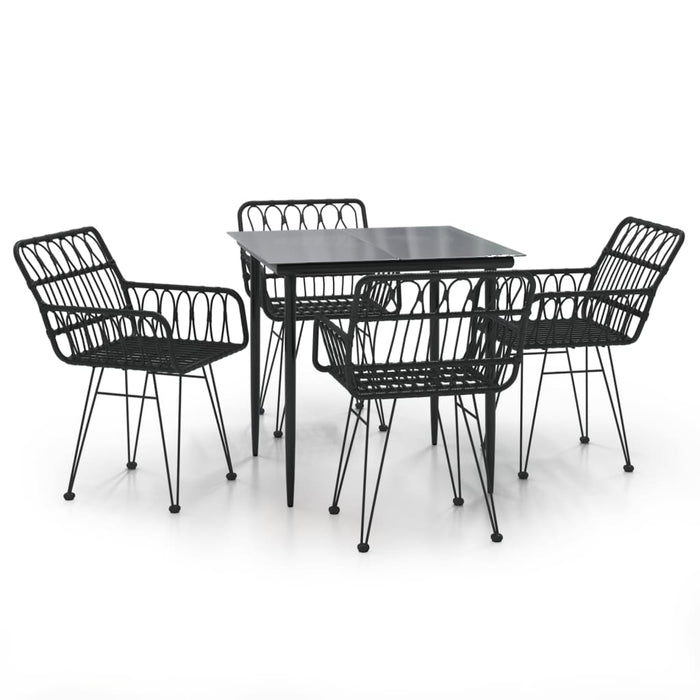 Set mobilier de grădină, 5 piese, negru, poliratan - WALTI WALTI