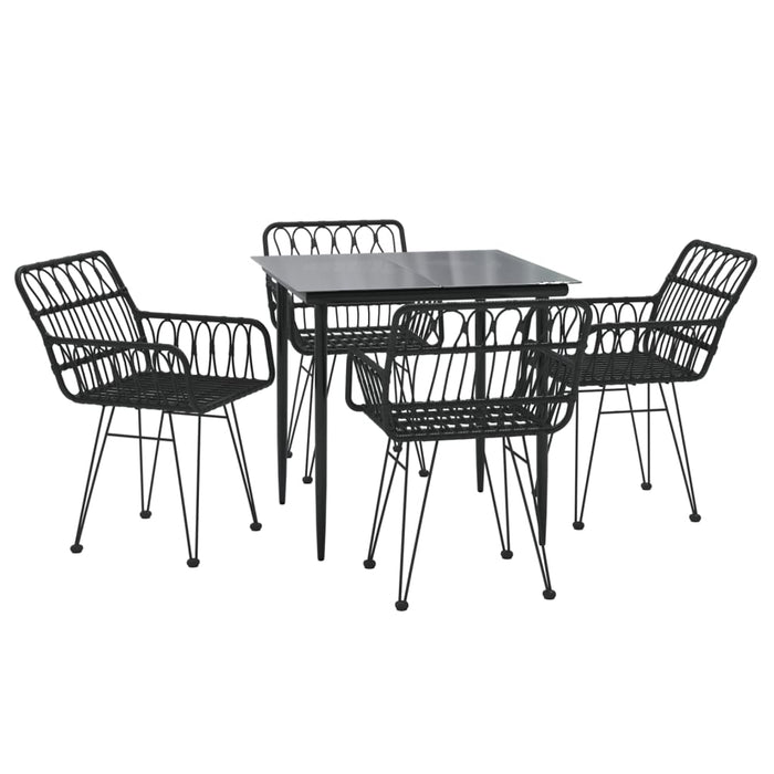 Set mobilier de grădină, 5 piese, negru, poliratan - WALTI WALTI