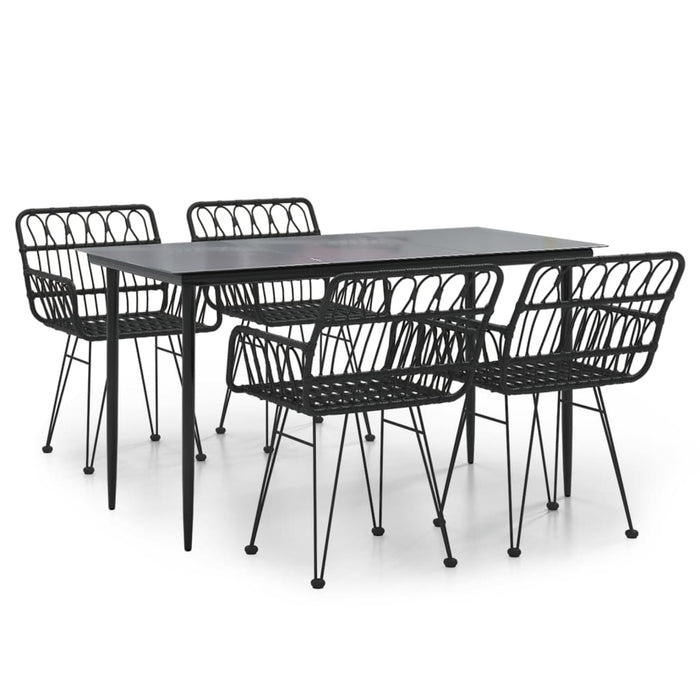 Set mobilier de grădină, 5 piese, negru, poliratan WALTI