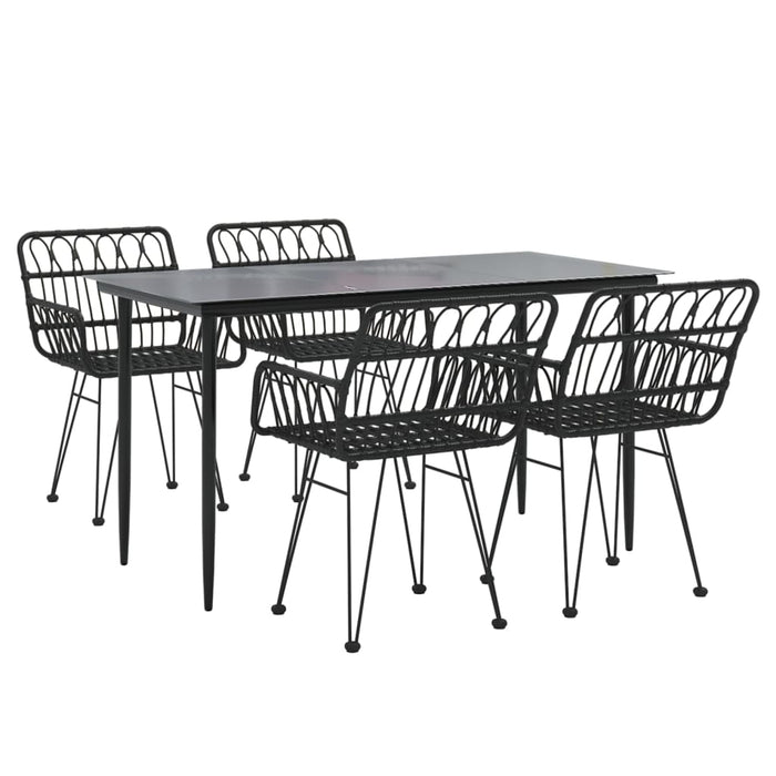 Set mobilier de grădină, 5 piese, negru, poliratan WALTI