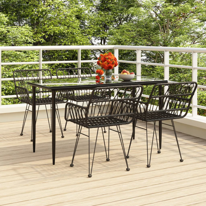 Set mobilier de grădină, 5 piese, negru, poliratan WALTI