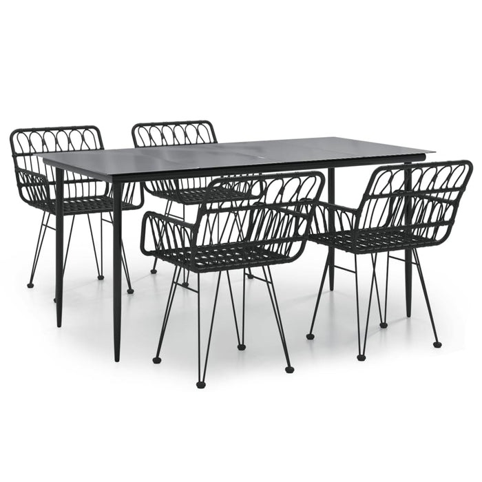 Set mobilier de grădină, 5 piese, negru, poliratan WALTI