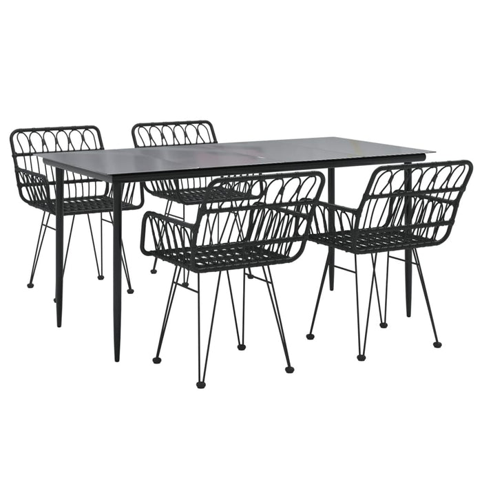 Set mobilier de grădină, 5 piese, negru, poliratan WALTI