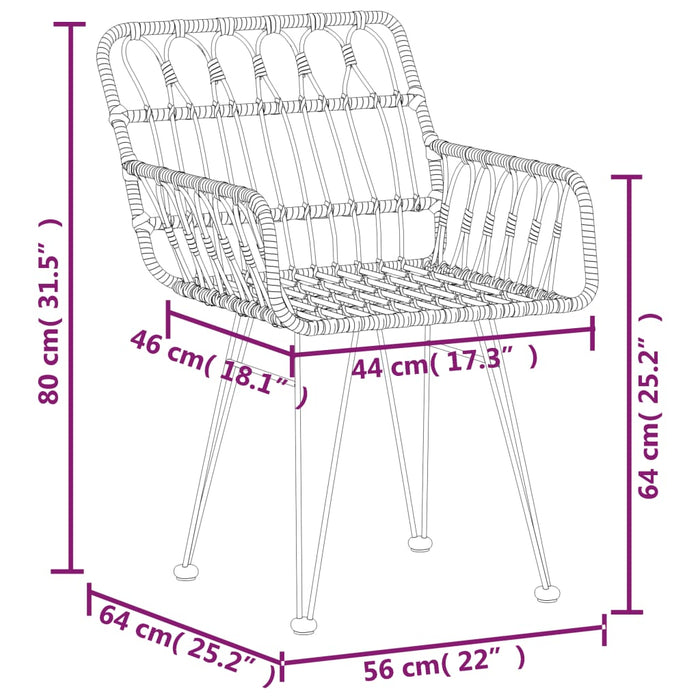 Set mobilier de grădină, 5 piese, negru, poliratan WALTI