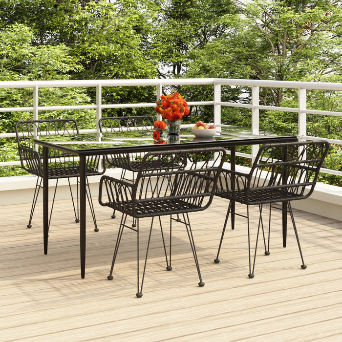 Set mobilier de grădină, 5 piese, negru, poliratan WALTI
