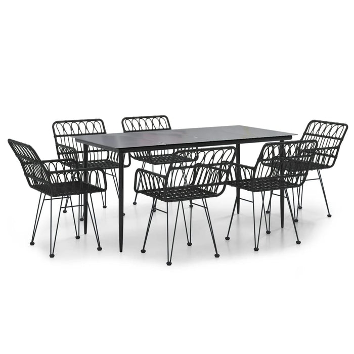 Set mobilier de grădină, 7 piese, negru, poliratan WALTI