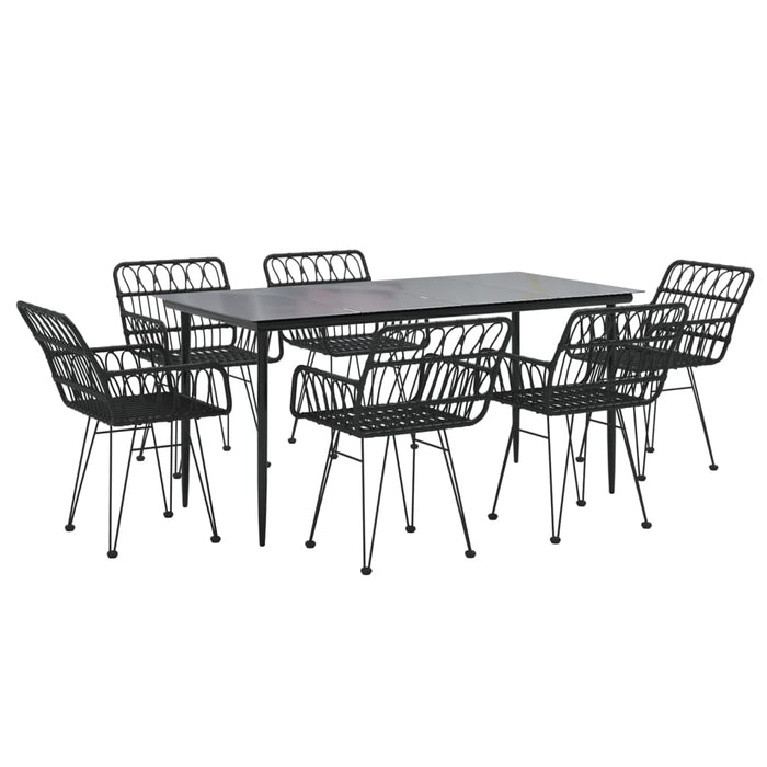 Set mobilier de grădină, 7 piese, negru, poliratan WALTI