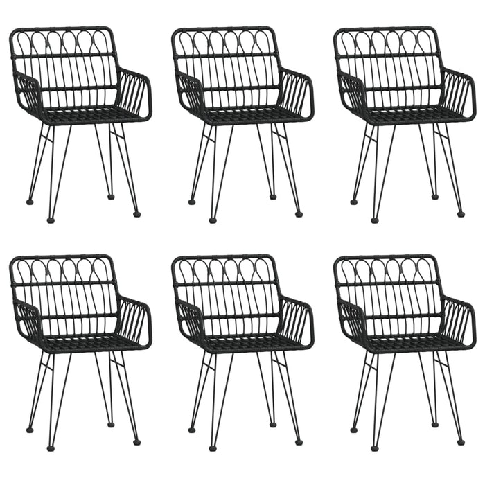 Set mobilier de grădină, 7 piese, negru, poliratan WALTI