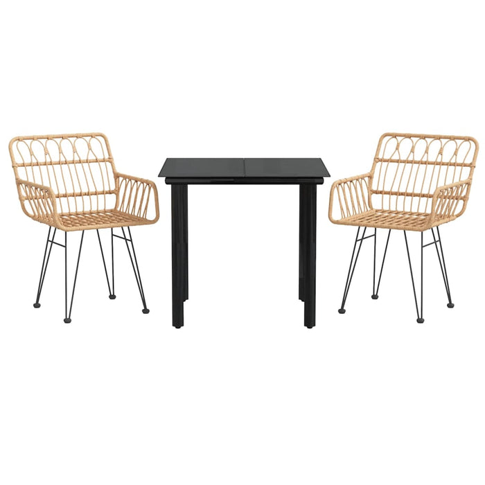 Set mobilier de grădină, 3 piese, poliratan WALTI