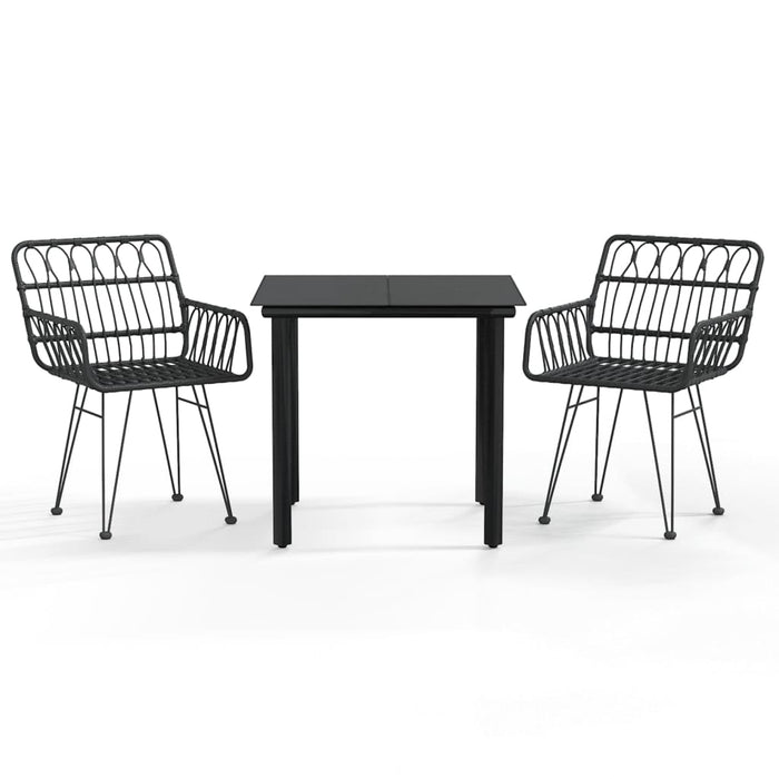 Set mobilier de grădină, 3 piese, negru, poliratan - WALTI WALTI