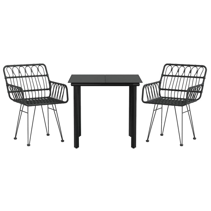 Set mobilier de grădină, 3 piese, negru, poliratan - WALTI WALTI