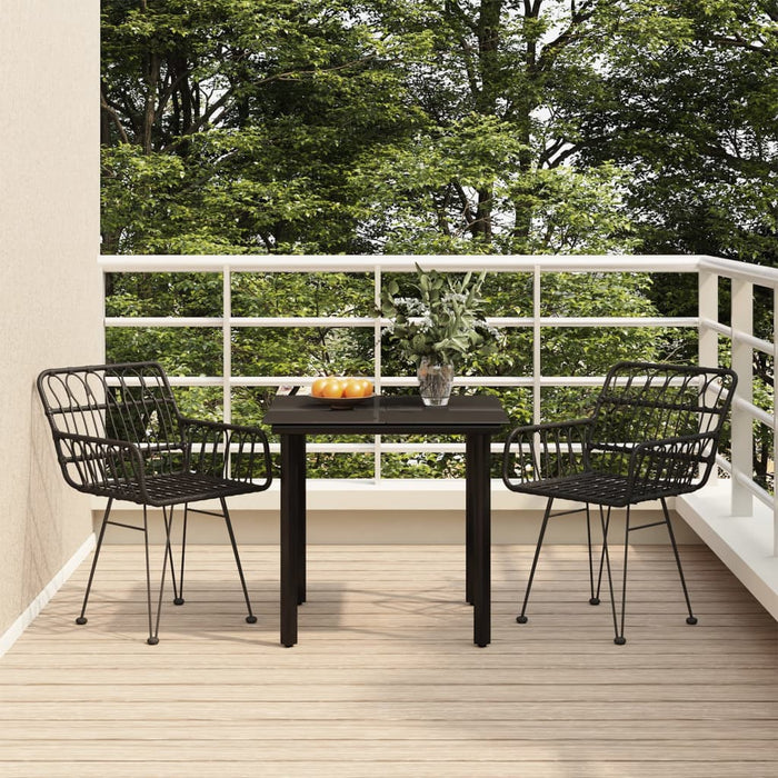 Set mobilier de grădină, 3 piese, negru, poliratan - WALTI WALTI