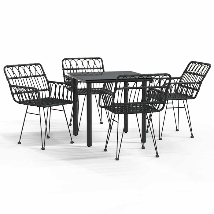 Set mobilier de grădină, 5 piese, negru, poliratan - WALTI WALTI