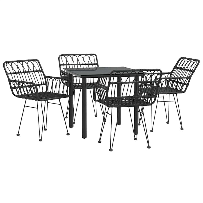 Set mobilier de grădină, 5 piese, negru, poliratan - WALTI WALTI