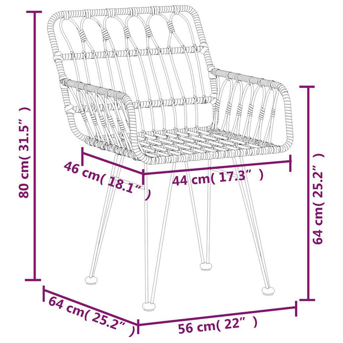 Set mobilier de grădină, 5 piese, negru, poliratan - WALTI WALTI