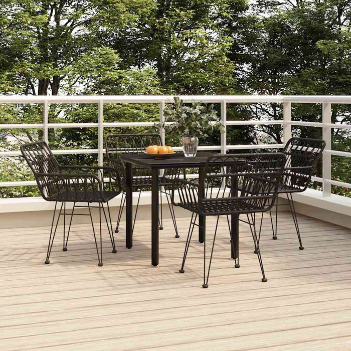 Set mobilier de grădină, 5 piese, negru, poliratan - WALTI WALTI