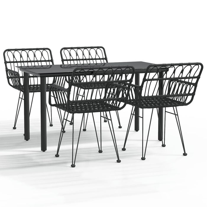 Set mobilier de grădină, 5 piese, negru, poliratan - WALTI WALTI