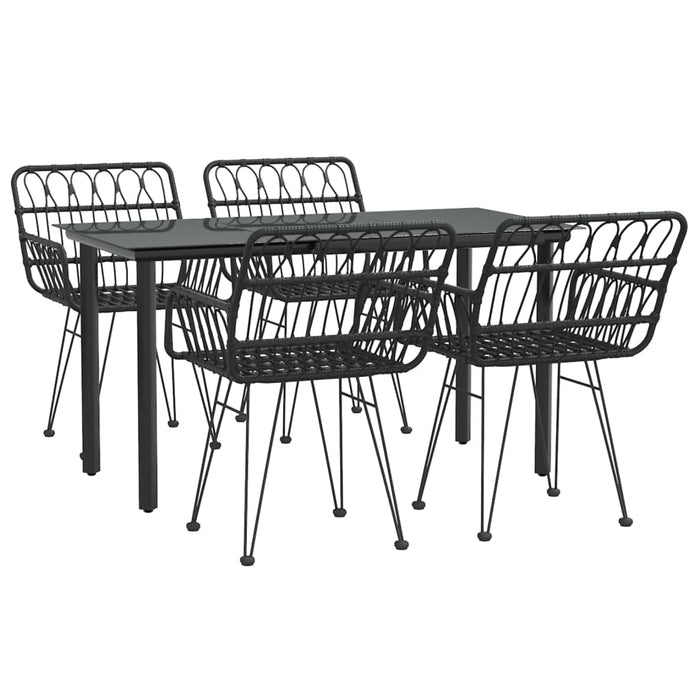 Set mobilier de grădină, 5 piese, negru, poliratan - WALTI WALTI
