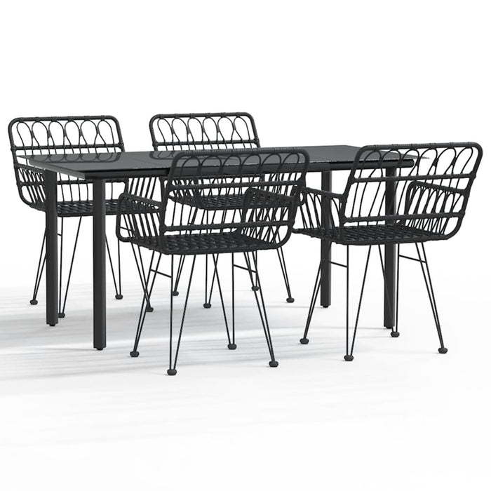 Set mobilier de grădină, 5 piese, negru, poliratan WALTI