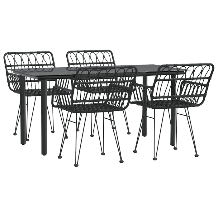 Set mobilier de grădină, 5 piese, negru, poliratan WALTI
