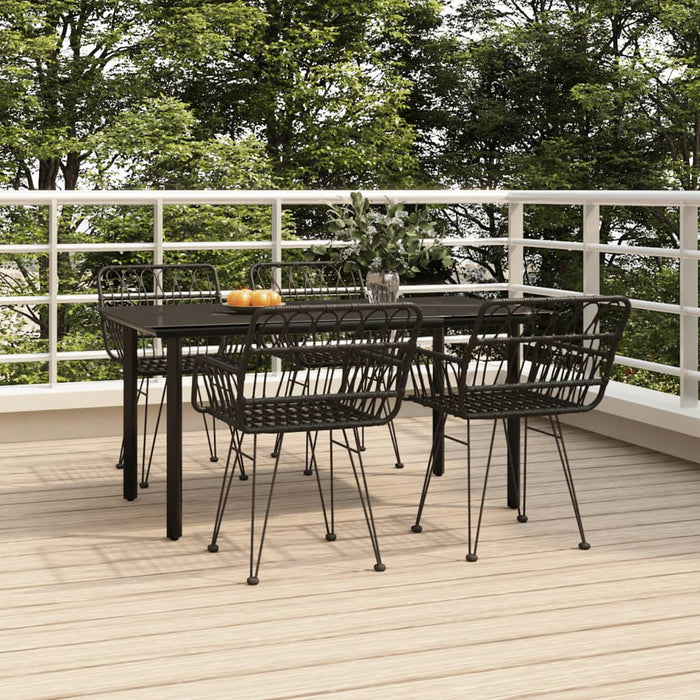 Set mobilier de grădină, 5 piese, negru, poliratan WALTI