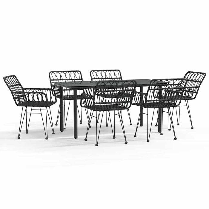 Set mobilier de grădină, 7 piese, negru, poliratan WALTI