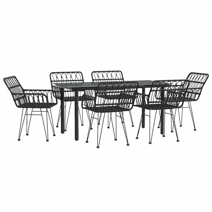 Set mobilier de grădină, 7 piese, negru, poliratan WALTI