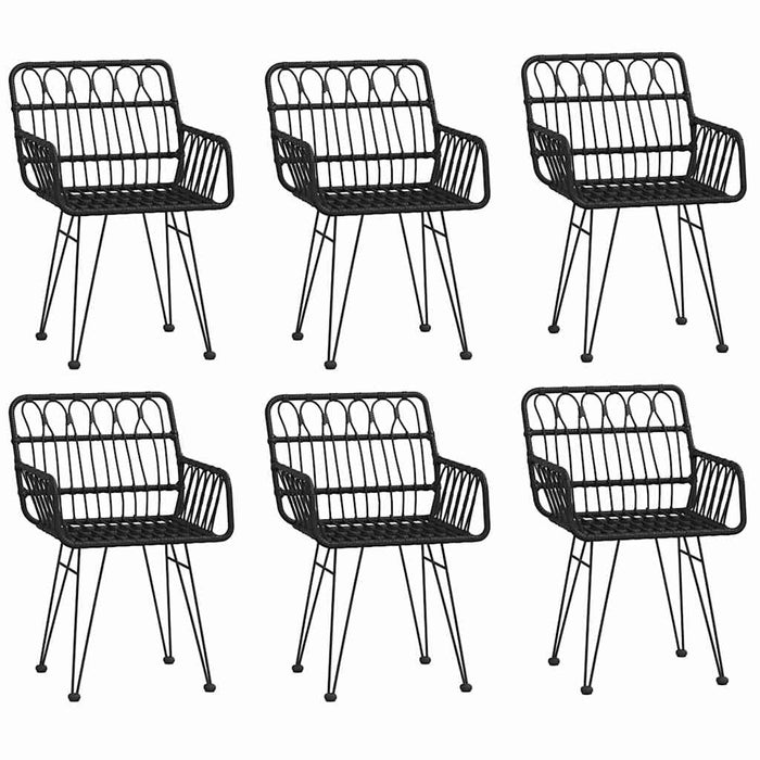 Set mobilier de grădină, 7 piese, negru, poliratan WALTI