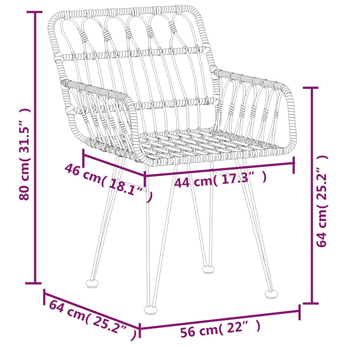 Set mobilier de grădină, 7 piese, negru, poliratan WALTI