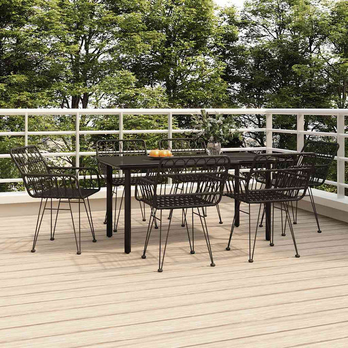 Set mobilier de grădină, 7 piese, negru, poliratan WALTI
