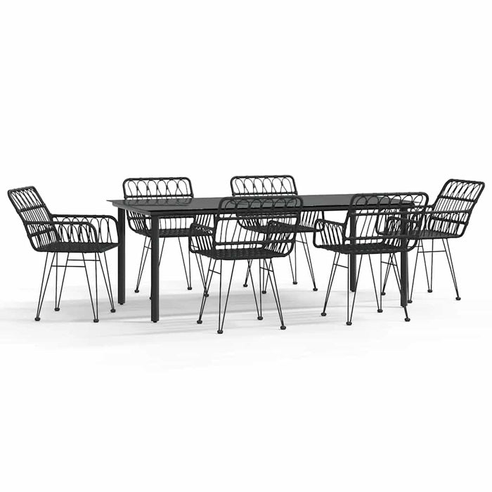 Set mobilier de grădină, 7 piese, negru, poliratan - WALTI WALTI