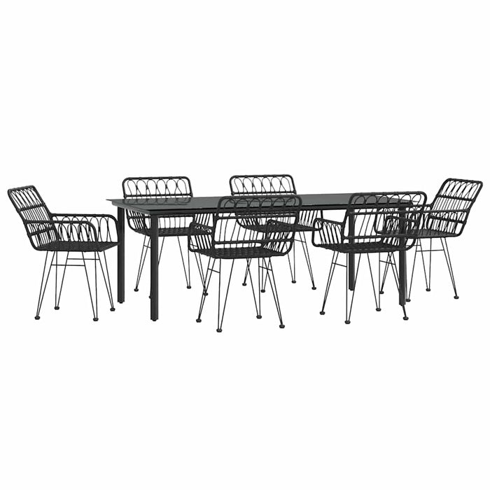 Set mobilier de grădină, 7 piese, negru, poliratan - WALTI WALTI