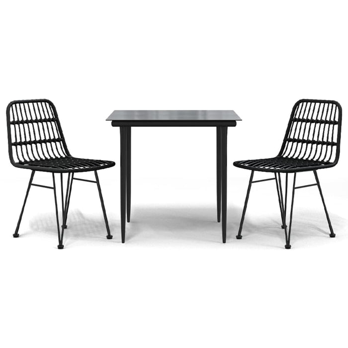 Set mobilier de grădină, 3 piese, negru, poliratan WALTI