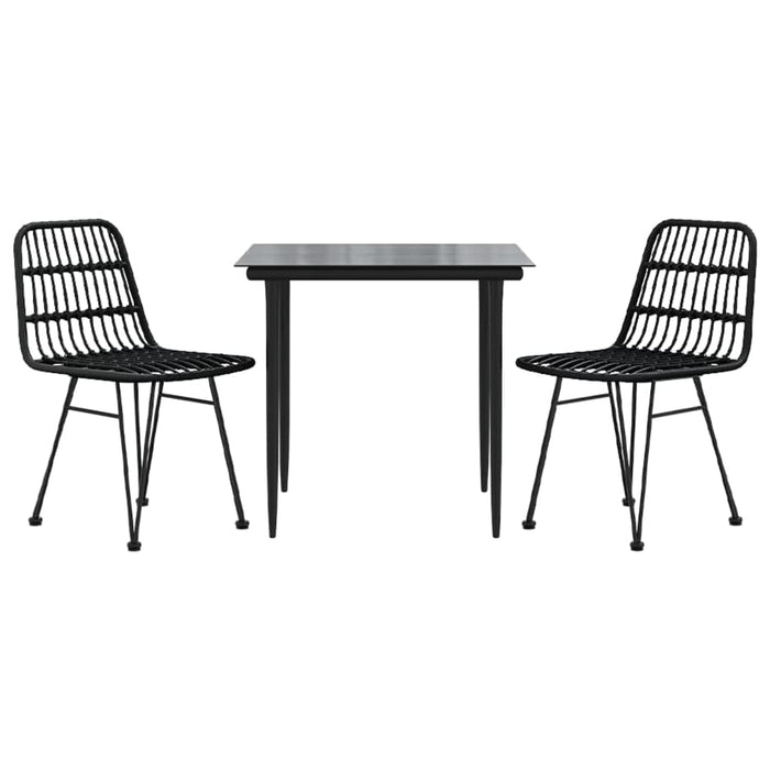 Set mobilier de grădină, 3 piese, negru, poliratan WALTI