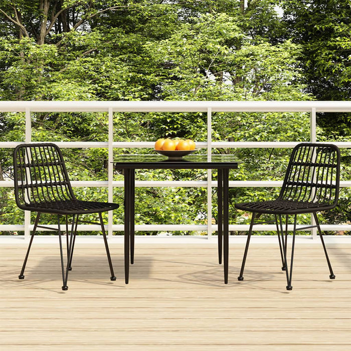 Set mobilier de grădină, 3 piese, negru, poliratan WALTI