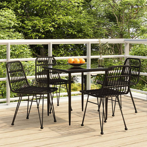Set mobilier de grădină, 5 piese, negru, poliratan - WALTI WALTI