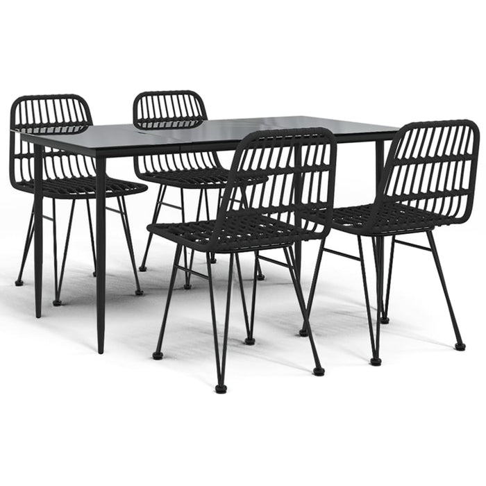 Set mobilier de grădină, 5 piese, negru, poliratan - WALTI WALTI