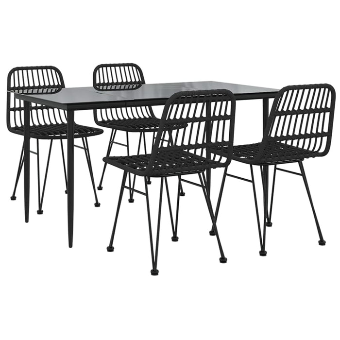 Set mobilier de grădină, 5 piese, negru, poliratan - WALTI WALTI