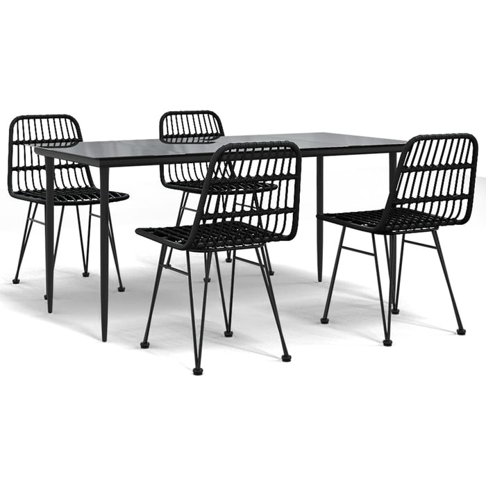 Set mobilier de grădină, 5 piese, negru, poliratan WALTI