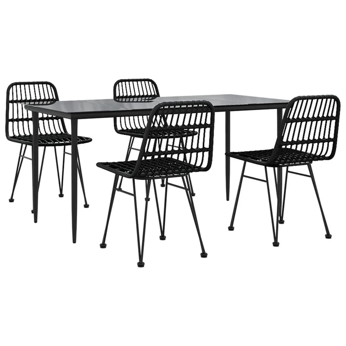 Set mobilier de grădină, 5 piese, negru, poliratan WALTI