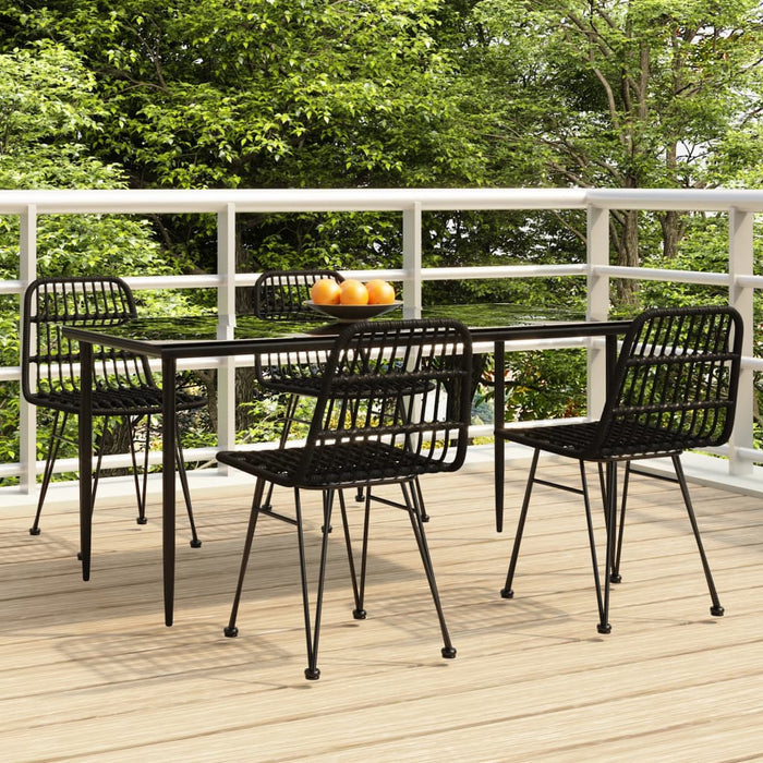 Set mobilier de grădină, 5 piese, negru, poliratan WALTI