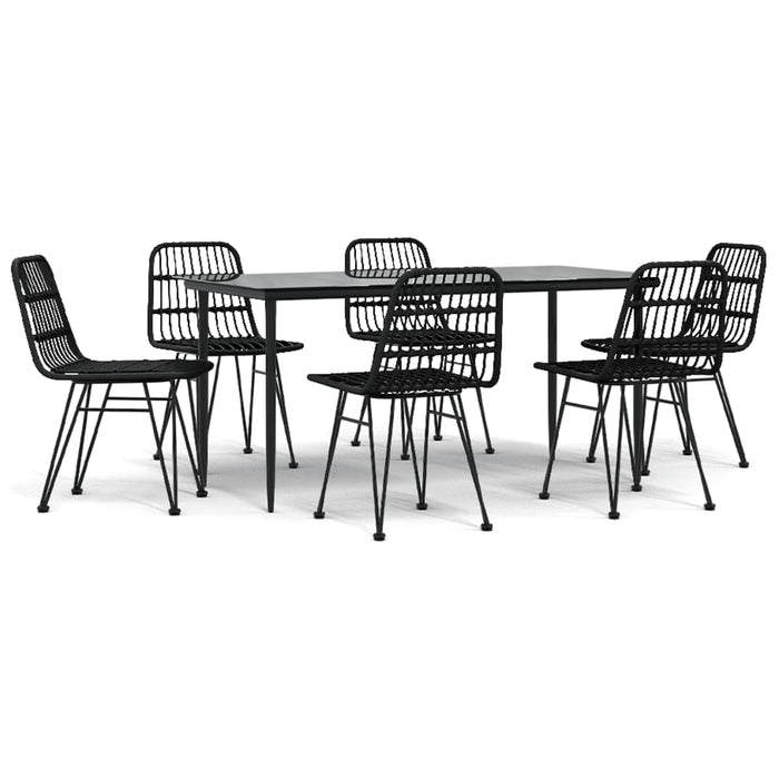 Set mobilier de grădină, 7 piese, negru, poliratan - WALTI WALTI