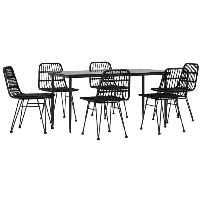 Set mobilier de grădină, 7 piese, negru, poliratan - WALTI WALTI