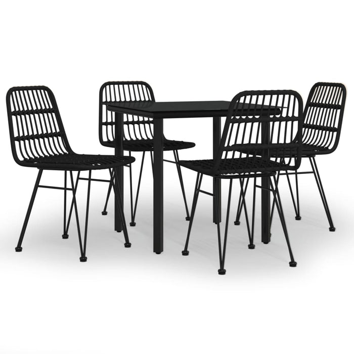 Set mobilier de grădină, 5 piese, negru, poliratan WALTI