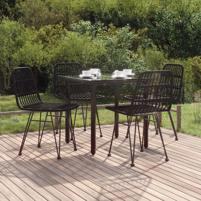 Set mobilier de grădină, 5 piese, negru, poliratan WALTI