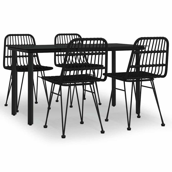Set mobilier de grădină, 5 piese, negru, poliratan WALTI