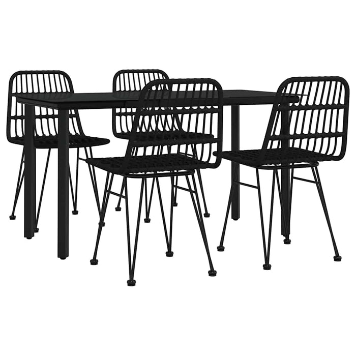 Set mobilier de grădină, 5 piese, negru, poliratan WALTI