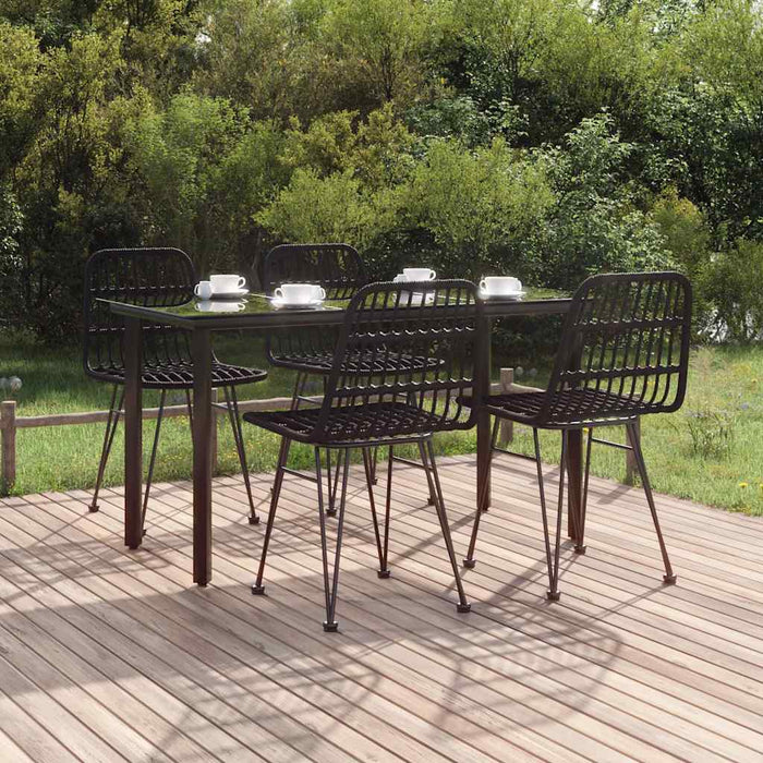 Set mobilier de grădină, 5 piese, negru, poliratan WALTI