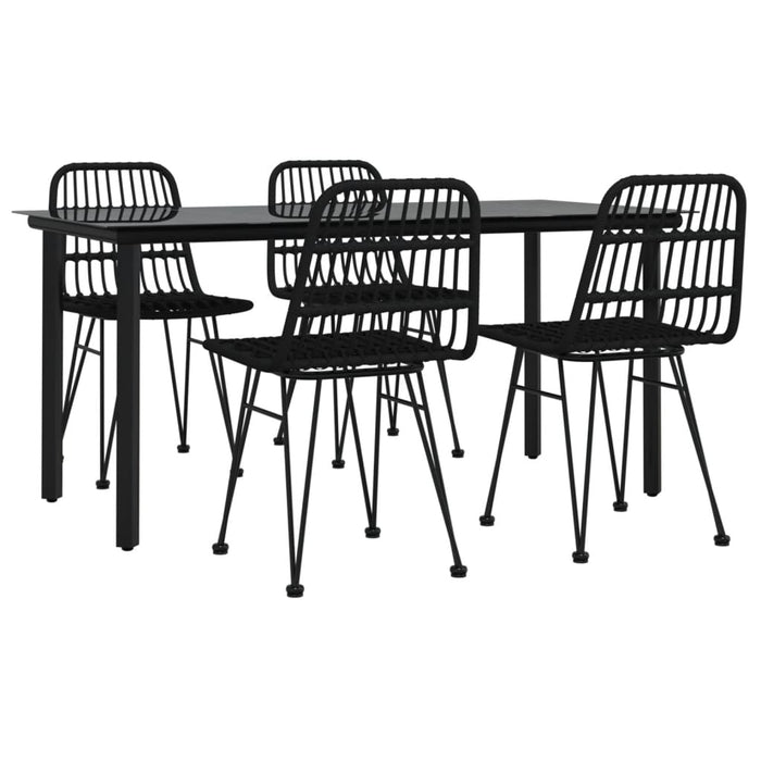 Set mobilier de grădină, 5 piese, negru, poliratan - WALTI WALTI