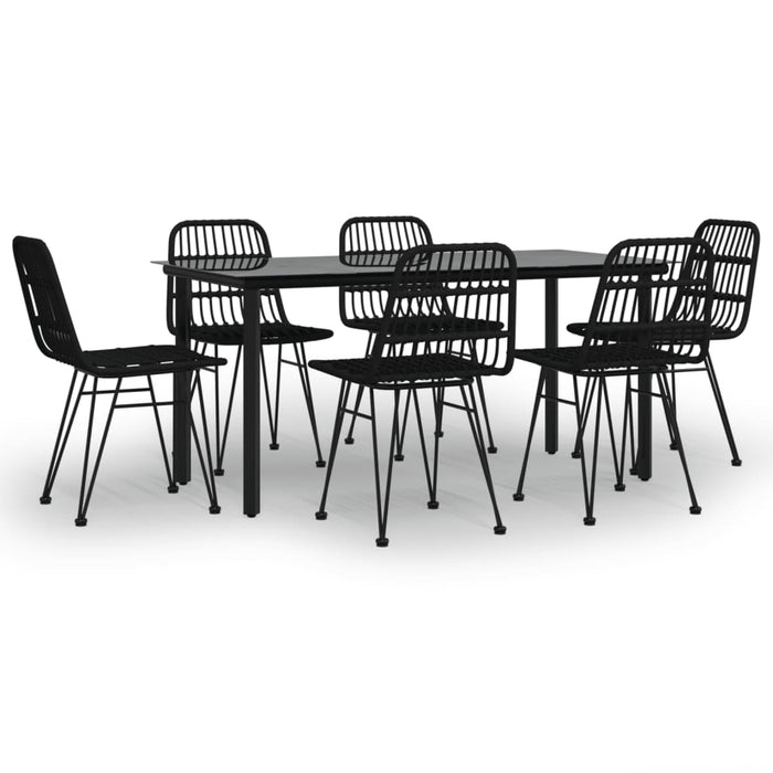 Set mobilier de grădină, 7 piese, negru, poliratan WALTI